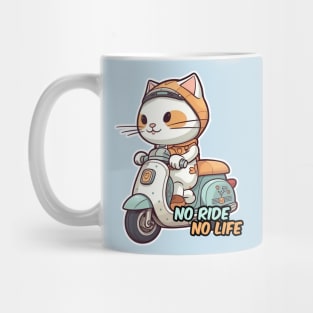 Kawaii cat riding scooter Mug